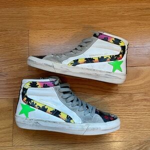 Golden Goose hi top Sneakers - Gray, White, and Green